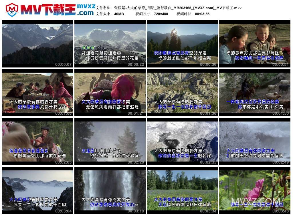 张媛媛-大大的草原_国语_流行歌曲_MB203165